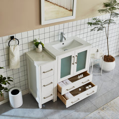 Vanity Art 42-Single Sink Bath Vanity with White Ceramic Top and Mirror - VA3030-42 - The Home Selection