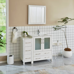 Vanity Art 42-Single Sink Bath Vanity with White Ceramic Top and Mirror - VA3030-42 - The Home Selection