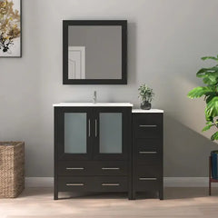 Vanity Art 42-Single Sink Bath Vanity with White Ceramic Top and Mirror - VA3030-42 - The Home Selection