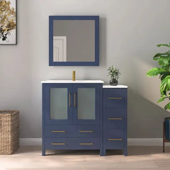 Vanity Art 42-Single Sink Bath Vanity with White Ceramic Top and Mirror - VA3030-42 - The Home Selection