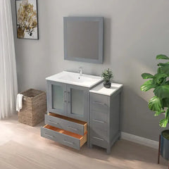 Vanity Art 42-Single Sink Bath Vanity with White Ceramic Top and Mirror - VA3030-42 - The Home Selection