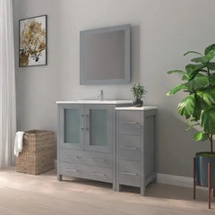 Vanity Art 42-Single Sink Bath Vanity with White Ceramic Top and Mirror - VA3030-42 - The Home Selection