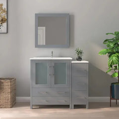 Vanity Art 42-Single Sink Bath Vanity with White Ceramic Top and Mirror - VA3030-42 - The Home Selection