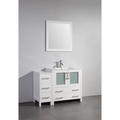 Vanity Art 42-Single Sink Bath Vanity with White Ceramic Top and Mirror - VA3030-42 - The Home Selection