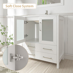 Vanity Art 42-Single Sink Bath Vanity with White Ceramic Top and Mirror - VA3030-42 - The Home Selection
