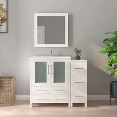 Vanity Art 42-Single Sink Bath Vanity with White Ceramic Top and Mirror - VA3030-42 - The Home Selection