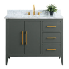 Vanity Art 42'' Single Sink Bathroom Vanity Cabinet with Engineered Marble Top - VA9042 - The Home Selection