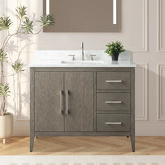 Vanity Art 42'' Single Sink Bathroom Vanity Cabinet with Engineered Marble Top - VA9042 - The Home Selection