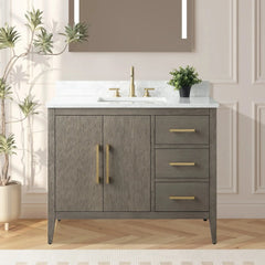 Vanity Art 42'' Single Sink Bathroom Vanity Cabinet with Engineered Marble Top - VA9042 - The Home Selection