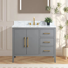 Vanity Art 42'' Single Sink Bathroom Vanity Cabinet with Engineered Marble Top - VA9042 - The Home Selection