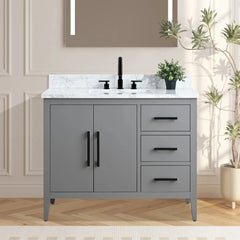Vanity Art 42'' Single Sink Bathroom Vanity Cabinet with Engineered Marble Top - VA9042 - The Home Selection