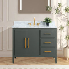 Vanity Art 42'' Single Sink Bathroom Vanity Cabinet with Engineered Marble Top - VA9042 - The Home Selection