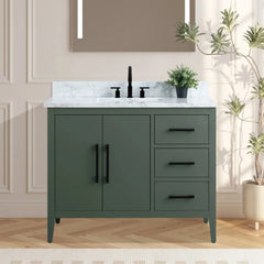 Vanity Art 42'' Single Sink Bathroom Vanity Cabinet with Engineered Marble Top - VA9042 - The Home Selection