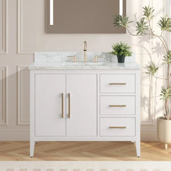 Vanity Art 42'' Single Sink Bathroom Vanity Cabinet with Engineered Marble Top - VA9042 - The Home Selection