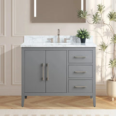 Vanity Art 42'' Single Sink Bathroom Vanity Cabinet with Engineered Marble Top - VA9042 - The Home Selection