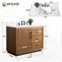 Vanity Art 42"Single Sink Bathroom Vanity in Tan - VA7042-T - The Home Selection