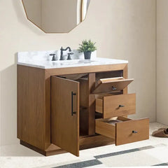 Vanity Art 42"Single Sink Bathroom Vanity in Tan - VA7042-T - The Home Selection
