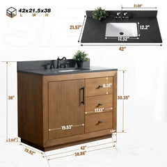 Vanity Art 42"Single Sink Bathroom Vanity in Tan - VA7042-T - The Home Selection