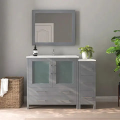 Vanity Art 48-Inch Bathroom Vanity with Single Basin Vanity Top in Ceramic and Mirror - VA3036-48 - The Home Selection