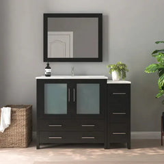 Vanity Art 48-Inch Bathroom Vanity with Single Basin Vanity Top in Ceramic and Mirror - VA3036-48 - The Home Selection