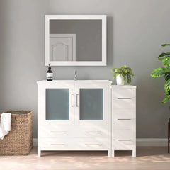 Vanity Art 48-Inch Bathroom Vanity with Single Basin Vanity Top in Ceramic and Mirror - VA3036-48 - The Home Selection