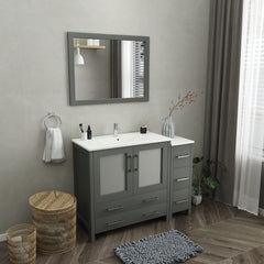 Vanity Art 48-Inch Bathroom Vanity with Single Basin Vanity Top in Ceramic and Mirror - VA3036-48 - The Home Selection