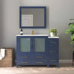 Vanity Art 48-Inch Bathroom Vanity with Single Basin Vanity Top in Ceramic and Mirror - VA3036-48 - The Home Selection