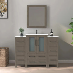 Vanity Art 48-Single Basin Bathroom Vanity with Top in White Ceramic and Mirror - VA3024-48 - The Home Selection