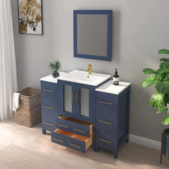Vanity Art 48-Single Basin Bathroom Vanity with Top in White Ceramic and Mirror - VA3024-48 - The Home Selection