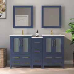 Vanity Art 48-Single Basin Bathroom Vanity with Top in White Ceramic and Mirror - VA3024-48 - The Home Selection