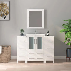 Vanity Art 48-Single Basin Bathroom Vanity with Top in White Ceramic and Mirror - VA3024-48 - The Home Selection