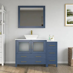 Vanity Art 48" Single Basin Bathroom Vanity with White Engineered Marble Top and Mirror - VA3136-48 - The Home Selection