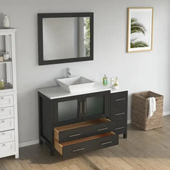 Vanity Art 48" Single Basin Bathroom Vanity with White Engineered Marble Top and Mirror - VA3136-48 - The Home Selection