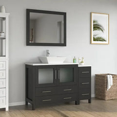 Vanity Art 48" Single Basin Bathroom Vanity with White Engineered Marble Top and Mirror - VA3136-48 - The Home Selection