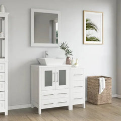 Vanity Art 48" Single Basin Bathroom Vanity with White Top in Engineered Marble Top and Mirror- VA3124-48 - The Home Selection