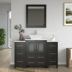 Vanity Art 48" Single Basin Bathroom Vanity with White Top in Engineered Marble Top and Mirror- VA3124-48 - The Home Selection
