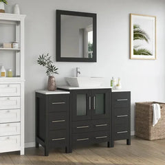 Vanity Art 48" Single Basin Bathroom Vanity with White Top in Engineered Marble Top and Mirror- VA3124-48 - The Home Selection