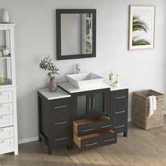 Vanity Art 48" Single Basin Bathroom Vanity with White Top in Engineered Marble Top and Mirror- VA3124-48 - The Home Selection