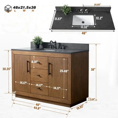 Vanity Art 48” Single Sink Bathroom Vanity in Tan - VA7048-T - The Home Selection