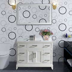 Vanity Art 48"Bath Vanity with Engineered Marble Top in White with Basin and Mirror - VA1048 - The Home Selection
