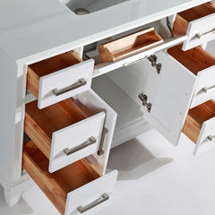 Vanity Art 48"Bath Vanity with Engineered Marble Top in White with Basin and Mirror - VA1048 - The Home Selection