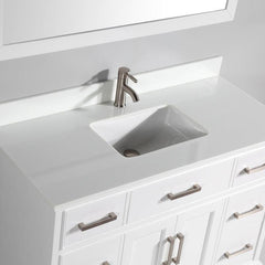 Vanity Art 48"Bath Vanity with Engineered Marble Top in White with Basin and Mirror - VA1048 - The Home Selection
