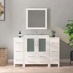 Vanity Art 54- H Single Sink Bath Vanity with White Ceramic Top and Mirror - VA3030-54 - The Home Selection
