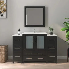 Vanity Art 54- H Single Sink Bath Vanity with White Ceramic Top and Mirror - VA3030-54 - The Home Selection