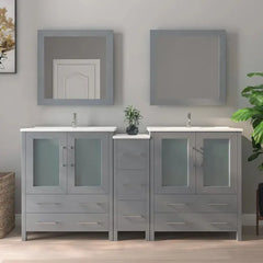 Vanity Art 54- H Single Sink Bath Vanity with White Ceramic Top and Mirror - VA3030-54 - The Home Selection