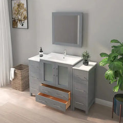 Vanity Art 54- H Single Sink Bath Vanity with White Ceramic Top and Mirror - VA3030-54 - The Home Selection