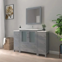 Vanity Art 54- H Single Sink Bath Vanity with White Ceramic Top and Mirror - VA3030-54 - The Home Selection