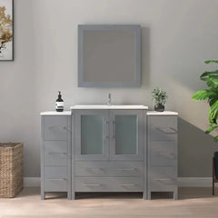 Vanity Art 54- H Single Sink Bath Vanity with White Ceramic Top and Mirror - VA3030-54 - The Home Selection