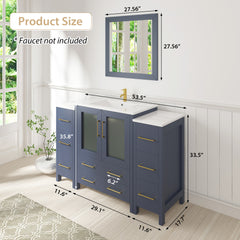 Vanity Art 54- H Single Sink Bath Vanity with White Ceramic Top and Mirror - VA3030-54 - The Home Selection