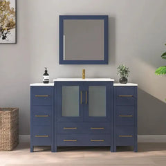 Vanity Art 54- H Single Sink Bath Vanity with White Ceramic Top and Mirror - VA3030-54 - The Home Selection